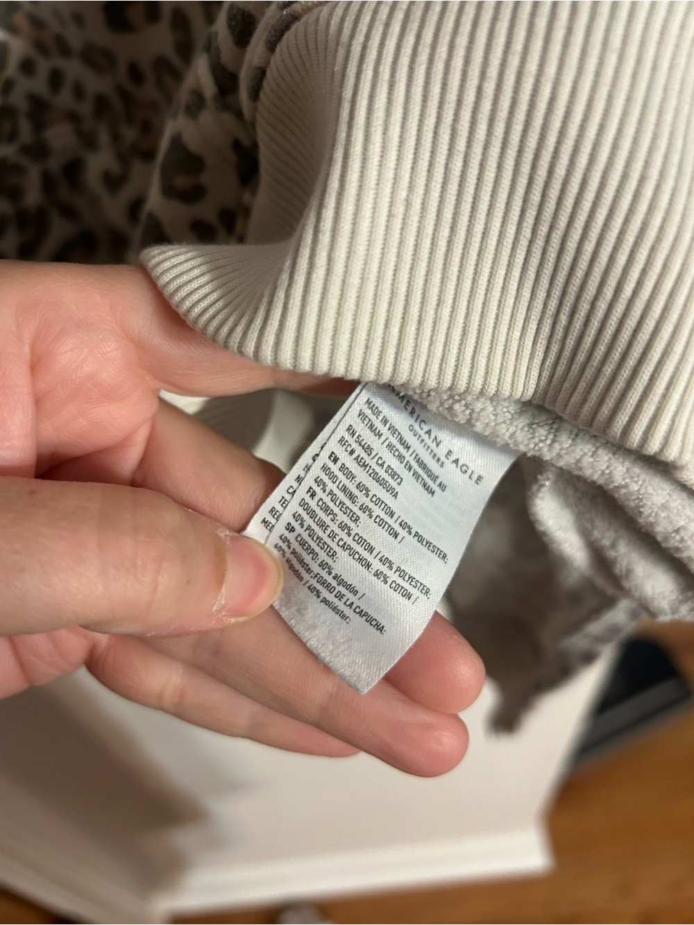 American Eagle Outfitters Beige and Gray Leopard Print Hoodie - Picture 6 of 8